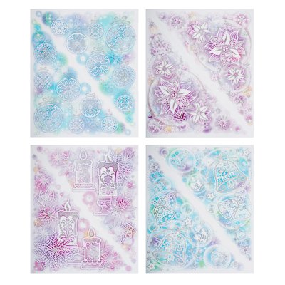 Украшение оконное "Уголки" 30*42 см серебряный глиттер (4 дизайна)