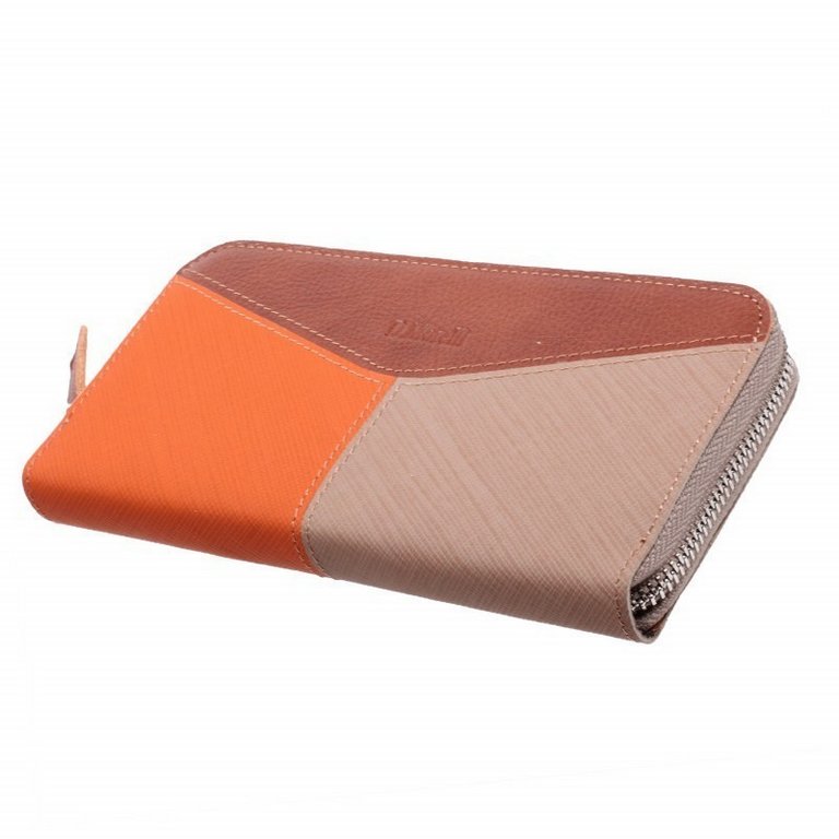Портмоне D.Morelli женское "Верона" на молнии, нат. кожа,  цвет оранжевый