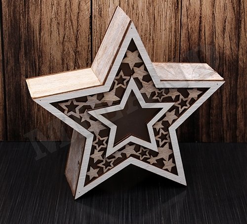 Сувенир новогодний "Звезда", с подсветкой, 23х23х4.5 см, дерево