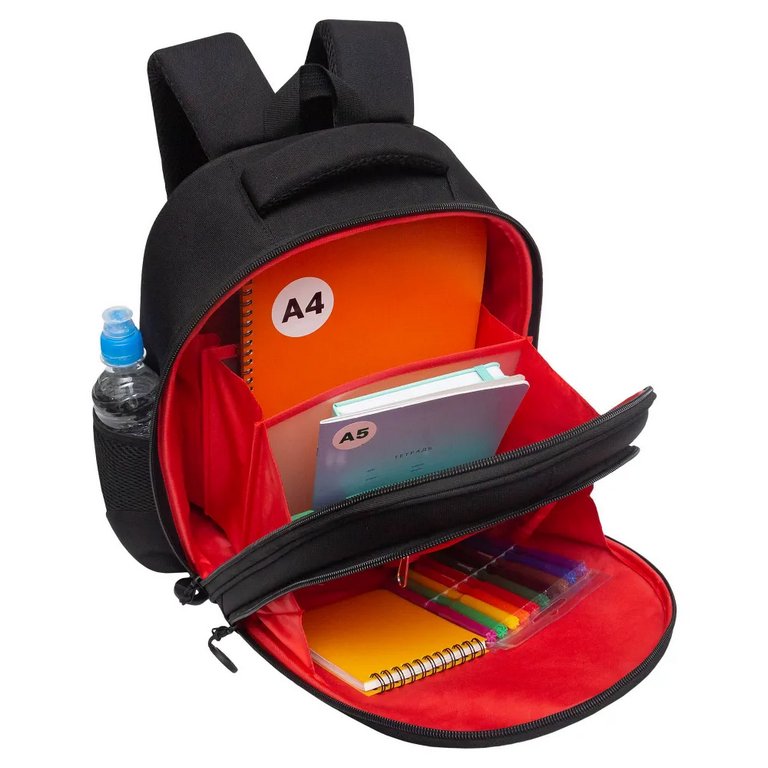 Рюкзак каркасный для мальчика Grizzly 28*36*20 см, черный