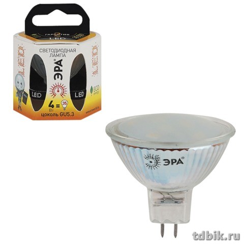 Лампа светодиодная 6Вт GU5.3 2700К, теплый белый свет Эра (для точечных светильников)