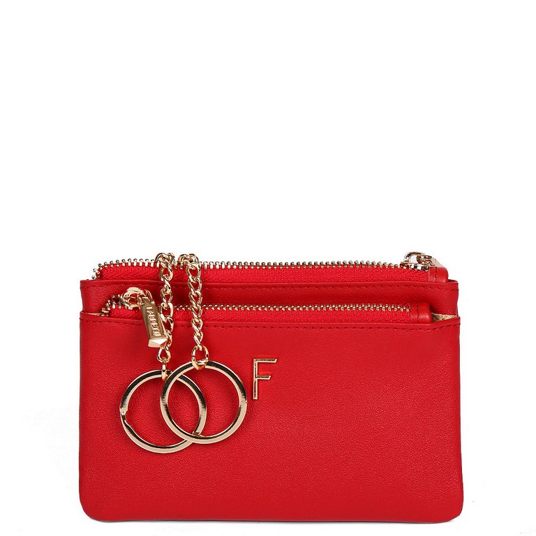 Портмоне FABRETTI женское, нат. кожа, 13,5*9*0,5см,  красный