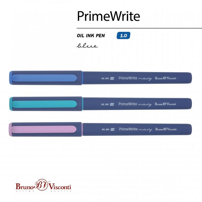 Ручка шариковая масляная BV PrimeWrite "Basic. Navy" 1мм синяя
