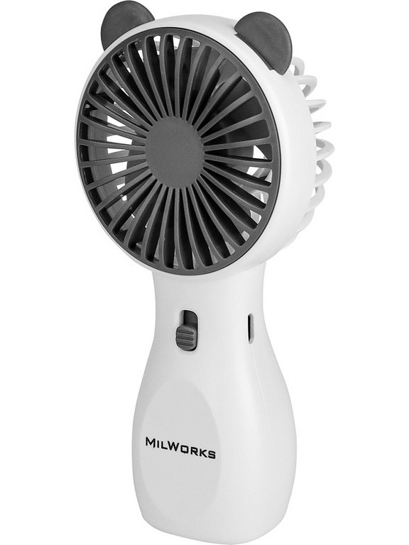 Вентилятор ручной "Ушки"  USB, 6,5*3,5*14 см, белый/серый