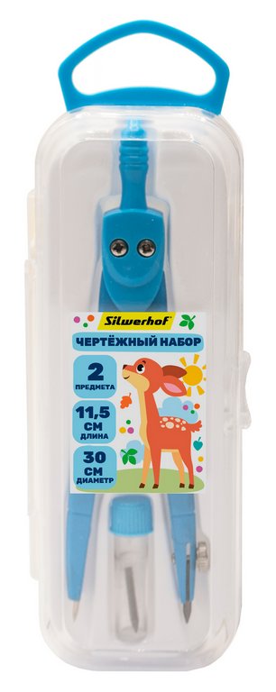 Набор чертежный  2 предмета Silwerhof "Веселые друзья" (циркуль 115 мм + грифели)
