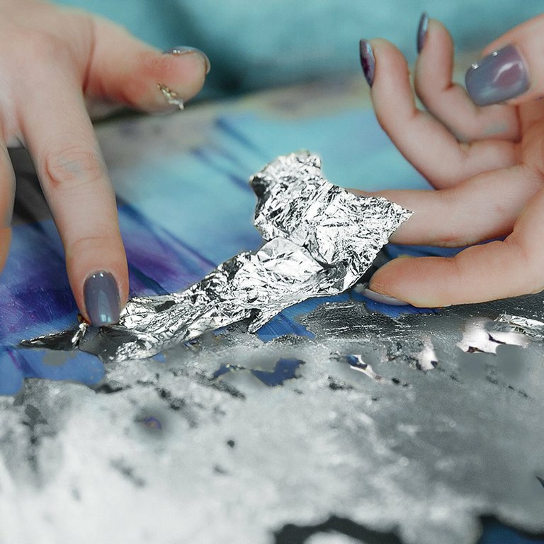 Роспись по номерам (холст) 40*50см с поталью "Белые цветы" (основа+акрил.+кисти)