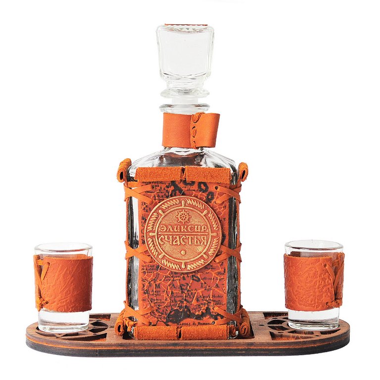 Графин в футляре из натуральной кожи "Макей" Эликсир счастья