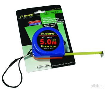 Рулетка 5м*25мм с фиксатором, метал.лента
