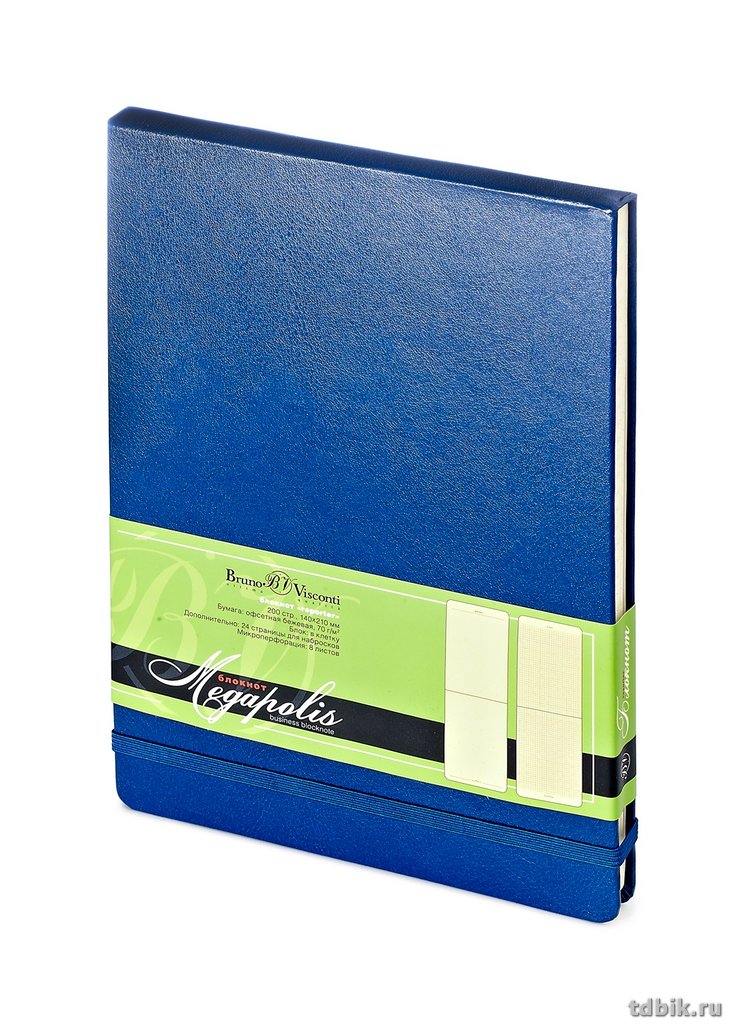 Блокнот А5 100л., 148*210 мм, обложка на резинке, ляссе "Megapolis Reporter" синий