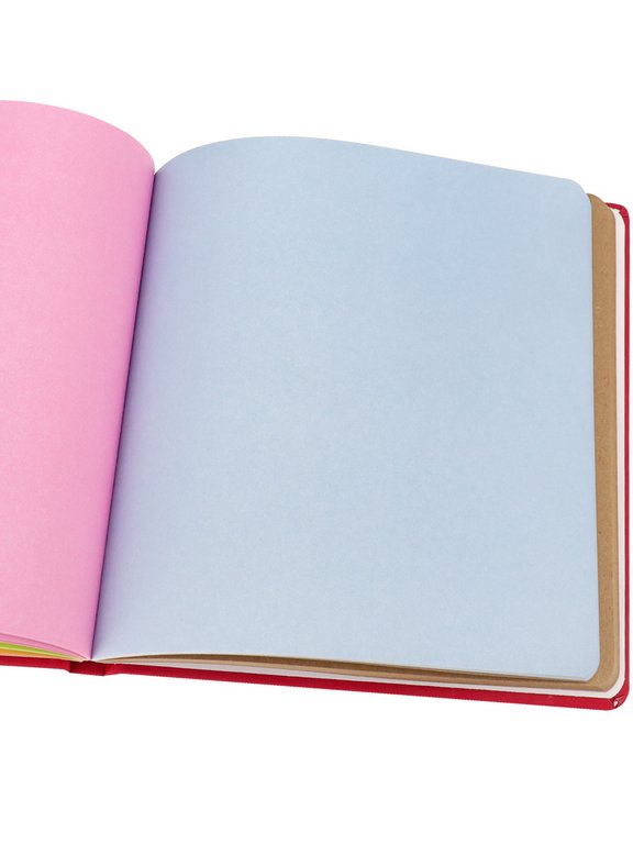 Скетчбук 200*200 мм, 72л. сшивка "Colorful Red" на резинке 120 г/м2, бумага цветная