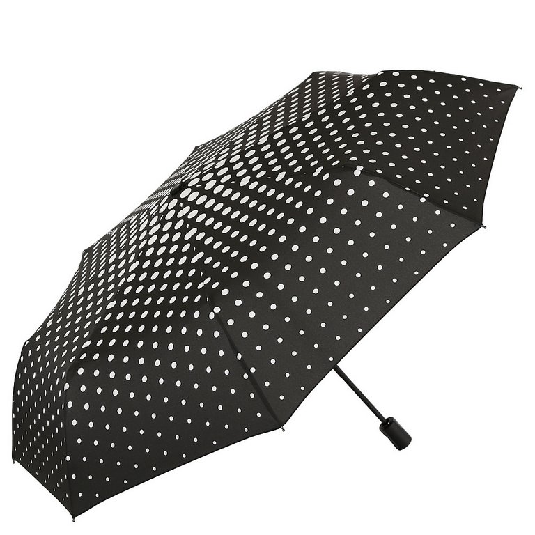 Зонт женский суперавтомат Fabretti, облегченный, 3 сложения, эпонж, черный
