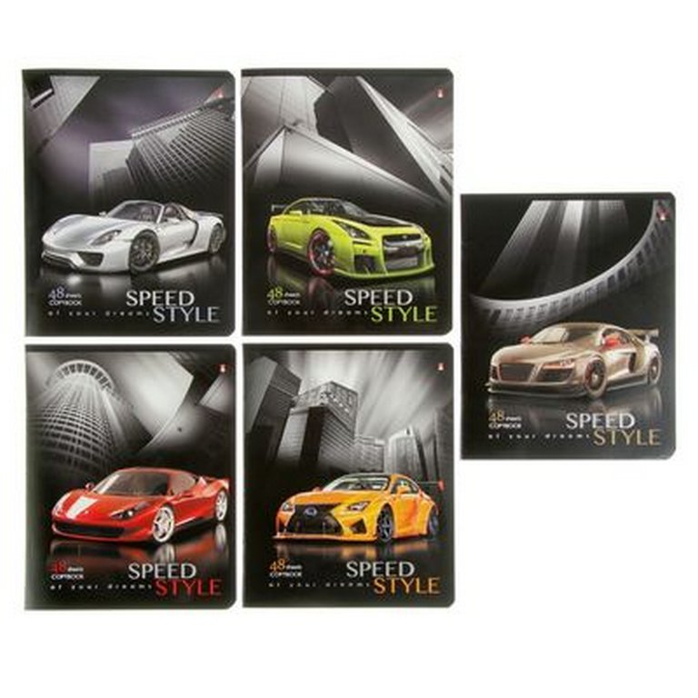 Тетрадь 48 лист кл. А5 на скрепке "МАШИНЫ.ЖАЖДА СКОРОСТИ" 5 ВИДОВ