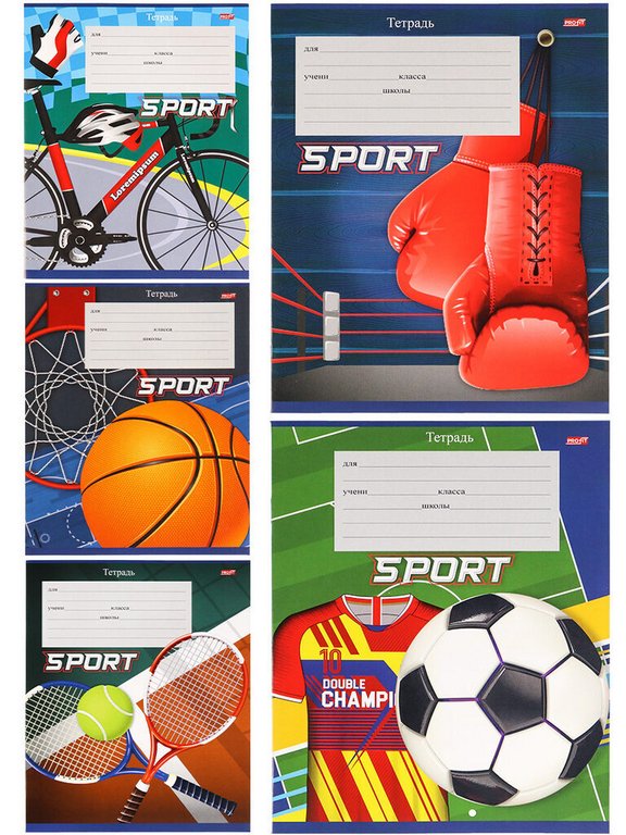 Тетрадь 24 лист кл. А5 Prof-Press "СПОРТИВНЫЕ АТРИБУТЫ" 5 видов