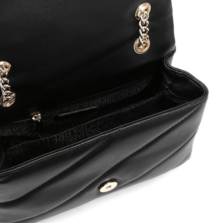 Сумка женская FABRETTI 23х16х10 см, нат. кожа, черный