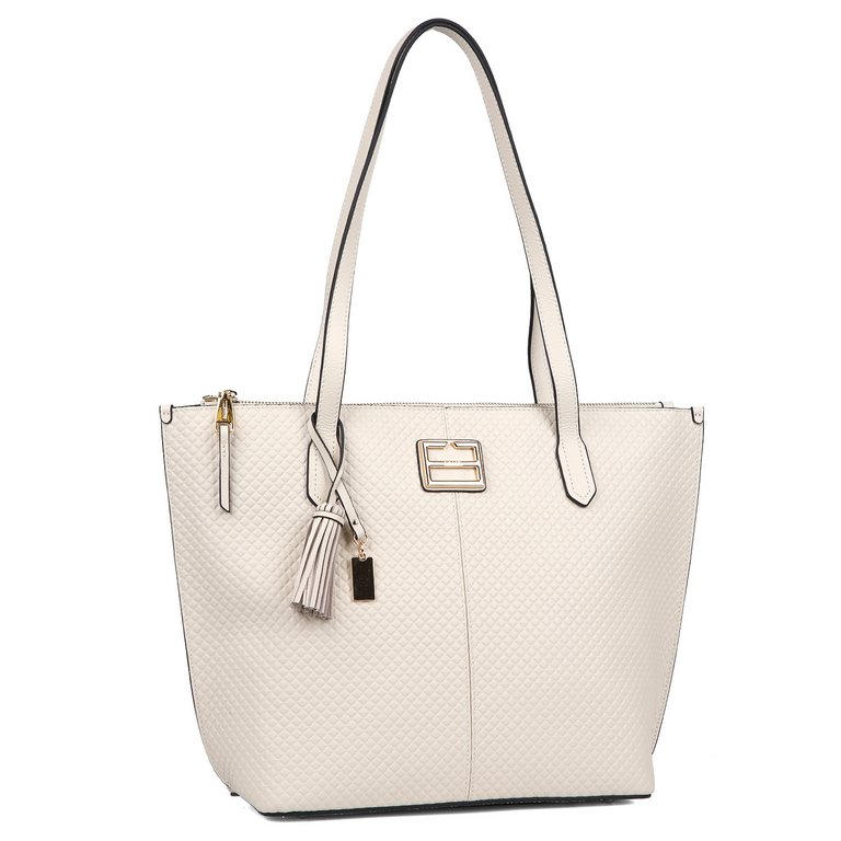 Сумка женская FABRETTI 42х29х13 см, нат. кожа, бежевый