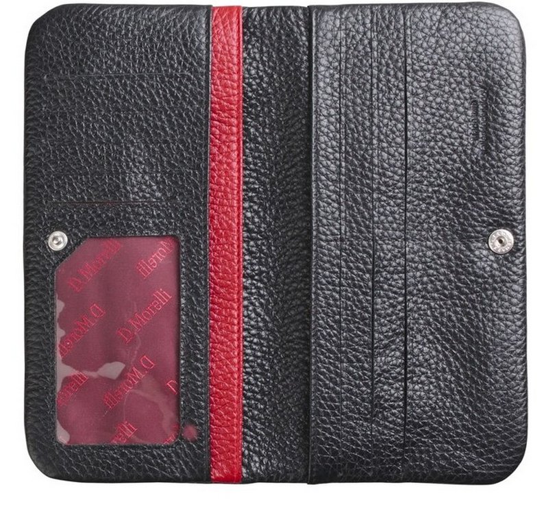 Портмоне D.Morelli женское "Бриенна" большое, нат. кожа,  цвет черный