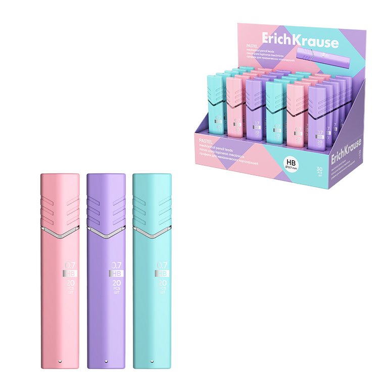 Стержни для мех. кар. 0.7 мм НВ 20шт ErichKrause Pastel