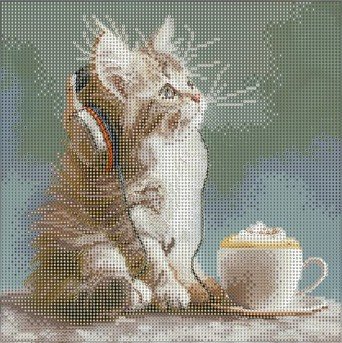 Алмазная мозаика 30*30см "Котенок меломан" Феникс+