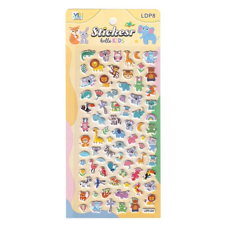 Наклейки 10 х 22см  "Зверюшки 4" зефирные