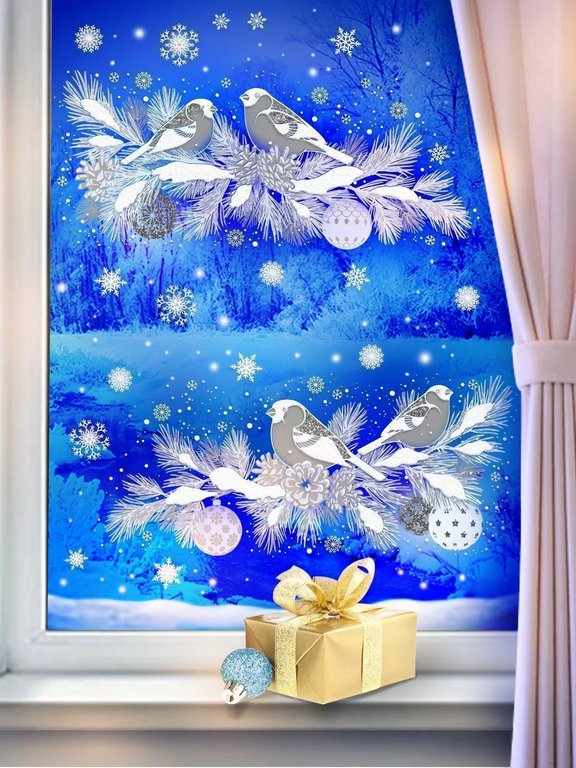 Украшение оконное "Новогодний лес"  А1