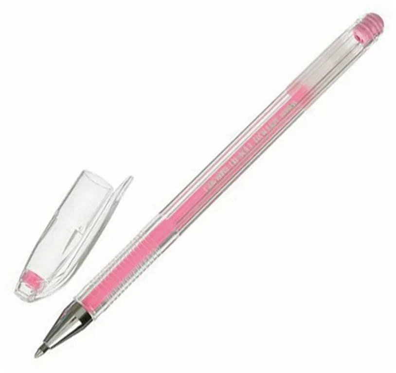 Ручка гелевая  розовая пастель Crown  0,8мм (линия 0,5мм)