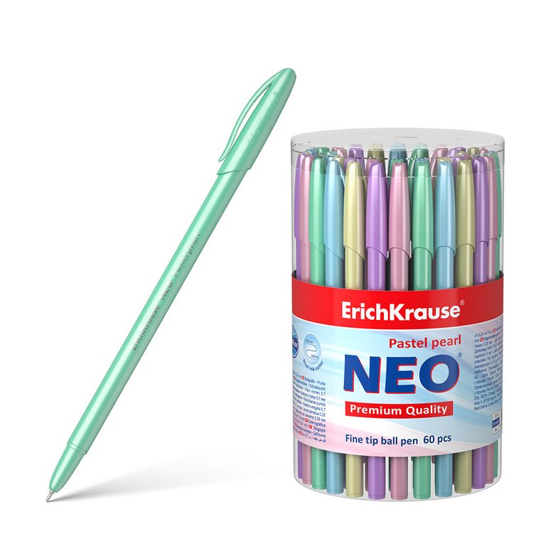 Ручка шариковая ErichKrause Neo Pastel pearl 0,7мм синяя однораз. (линия 0,26мм) игольч.