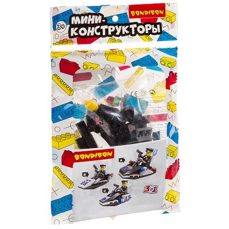 Конструктор пластиковый   АССОРТИ 3в1 "Полиция" 6 видов Bondibon, арт. М7613.