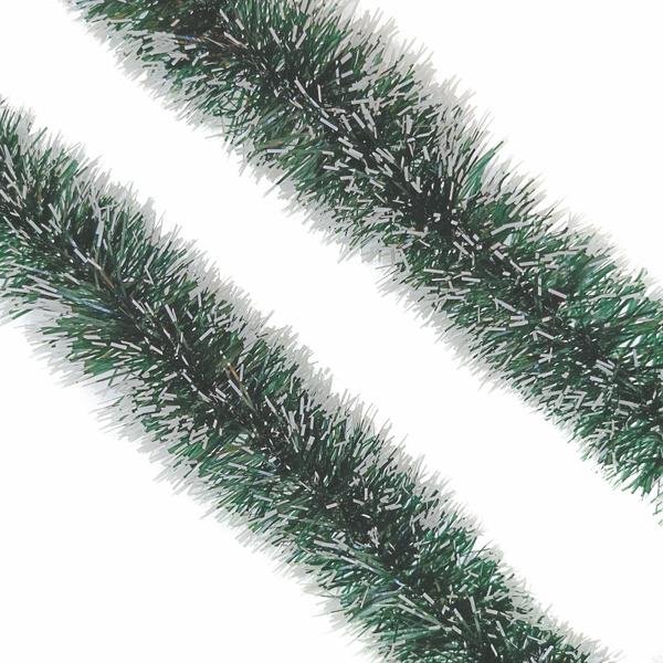 Мишура d  90мм, цвет зеленый с белыми кончиками