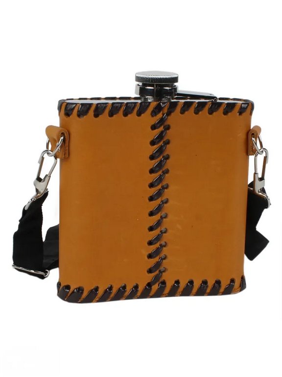 Фляжка 500 мл в чехле из натуральной кожи "Согревающая"