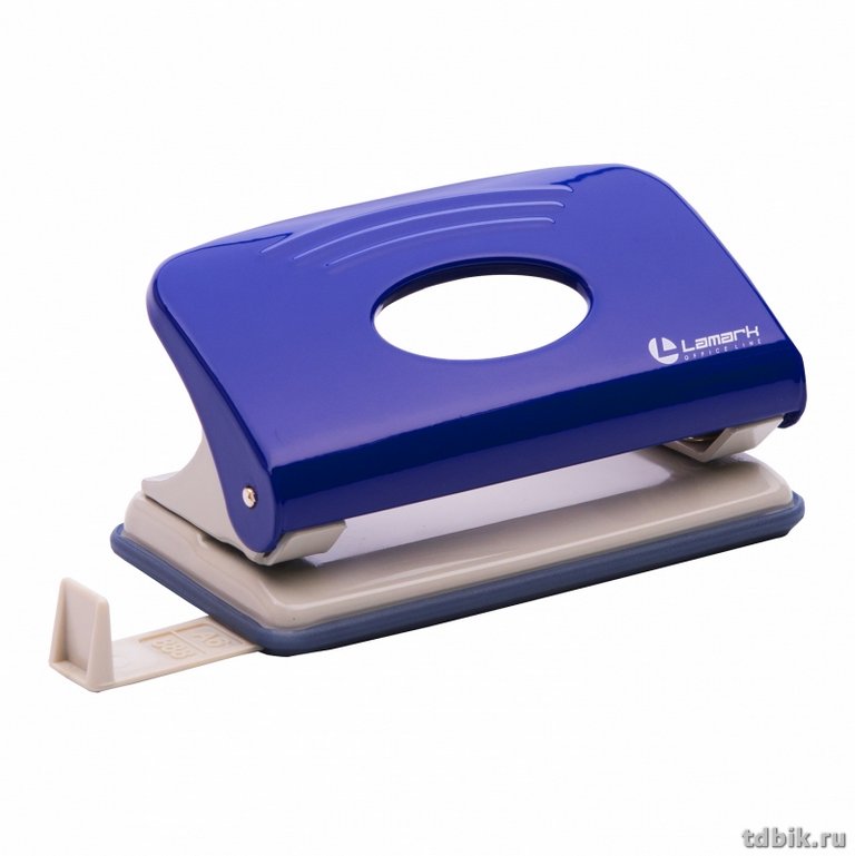 Дырокол до 20л метал. Lаmark "Mettallic", с линейкой синий