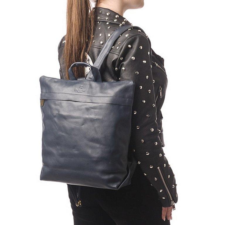 Рюкзак женский Dr.Koffer 32X38X15 см, нат.кожа, синий