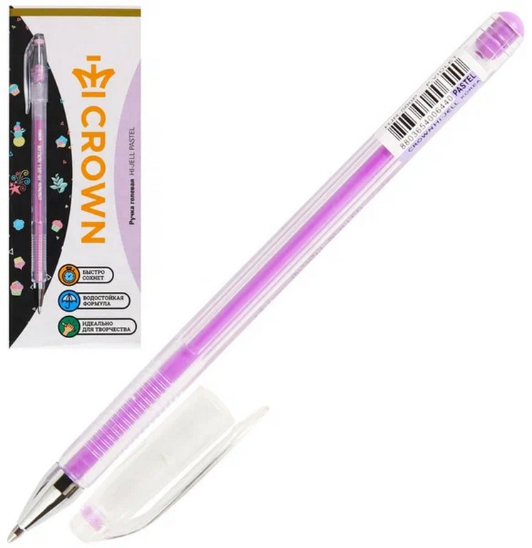 Ручка гелевая  фиолетовая пастель Crown  0,8мм (линия 0,5мм)