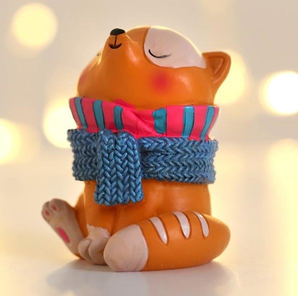 Сувенир новогодний "Котик с шарфом" 9см, Зимнее волшебство