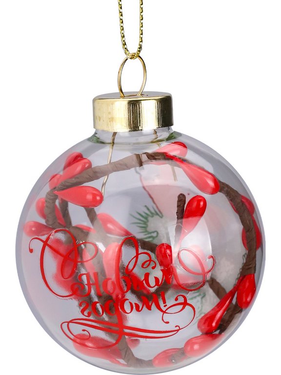 Елочный шар стеклянный  60мм "Морозный снегирь"