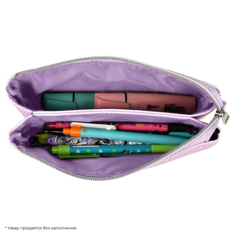 Пенал  для девочки "Паттерн" 19*10,5 см кожзам, фиолетовый