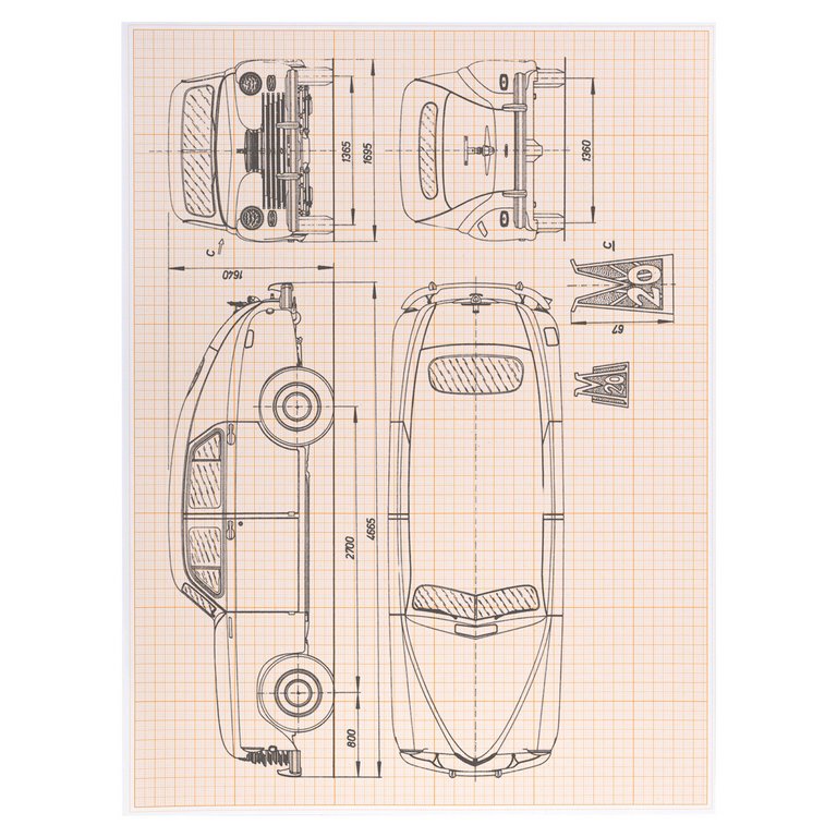 Миллиметровая бумага 420 мм*295 мм, А3, 8л., оранжевая