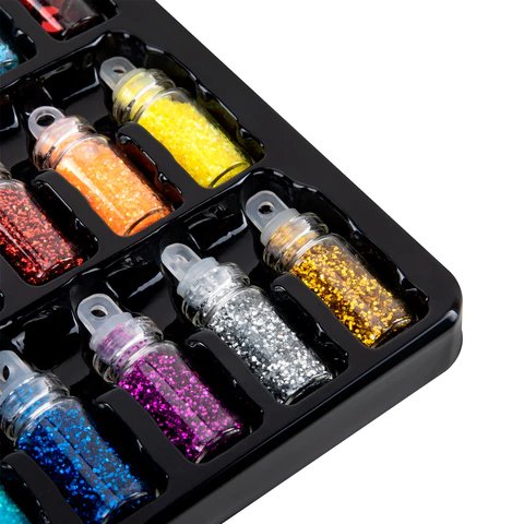 Блестки для декора в стеклянных баночках, набор 24*2гр. ОСТРОВ СОКРОВИЩ