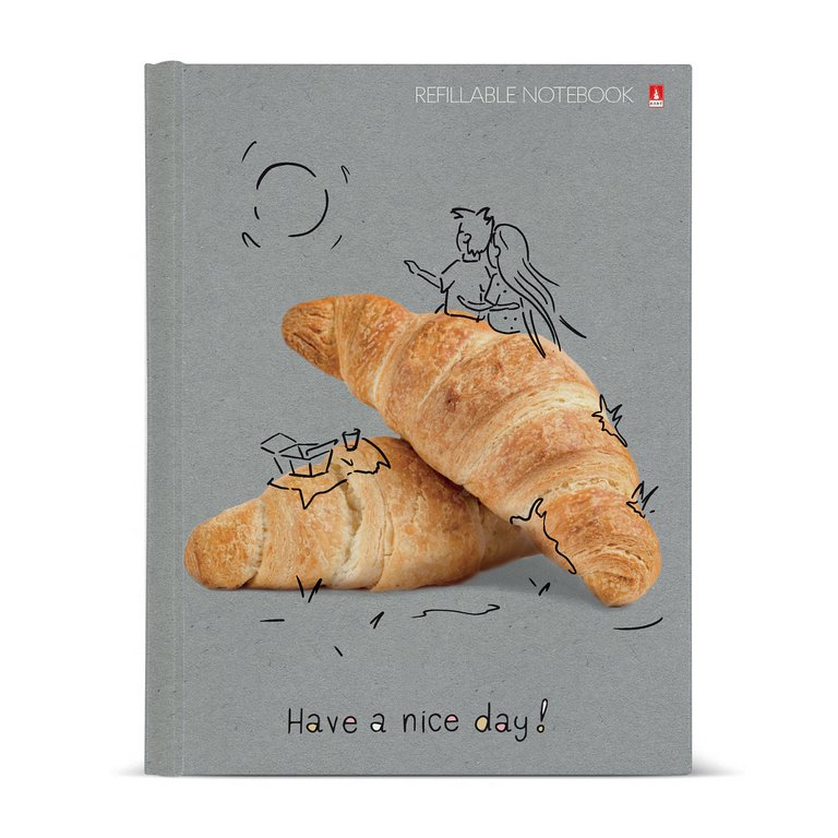 Тетрадь 80 лист кл. А5 на кольцах со сменным блоком "NICE DAYS. КРУАССАН"