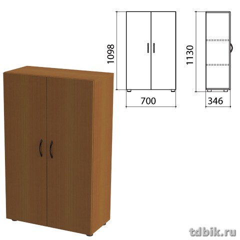 Шкаф для бумаг "Канц" закрытый, 2 двери (700*350*1130 мм), цвет орех