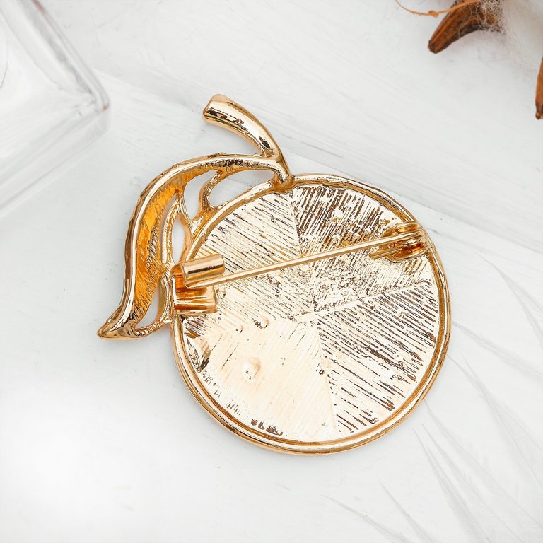 Брошь металл "Мандарин", цветная в золоте