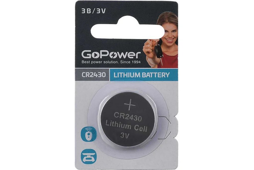 Батарейка дисковая CR2430 GoPower Lithium BP1 3В