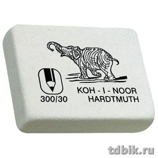 Ластик KOH-I-NOOR "Elephant" 35х28х10 мм для графита, белый