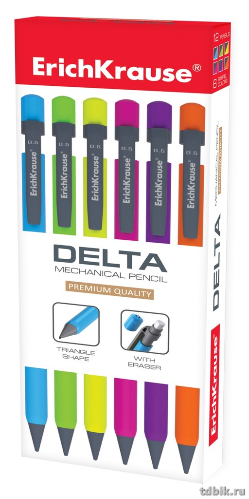 Карандаш механический 0.5 мм ErichKrause "Delta" трехгранный (ассорти)