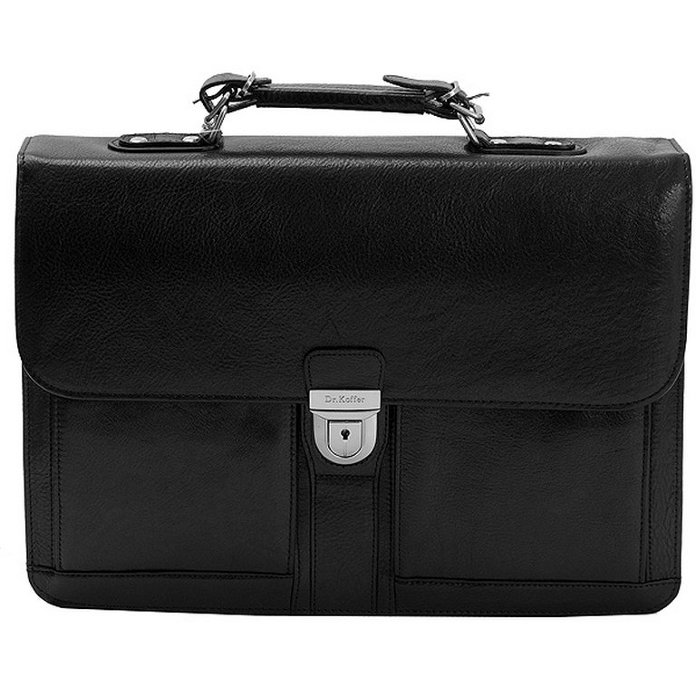 Портфель Dr.Koffer 40*29*12см, нат. кожа, со съемным плечевым ремнем, черный