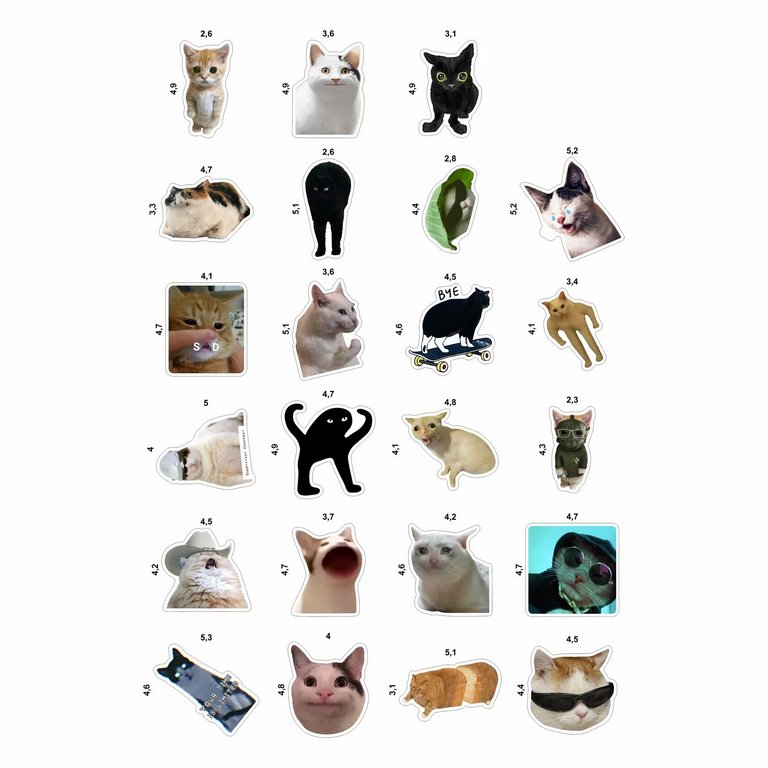 Набор наклеек  4 листа "Мемы с котами" (23 шт) Nalepking