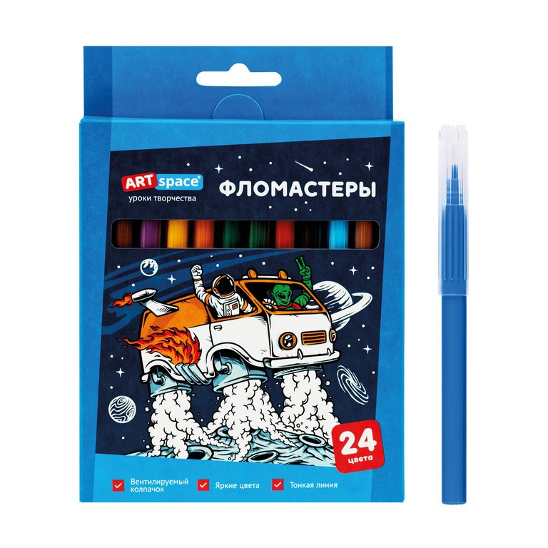 Набор фломастеров 24 цв. ArtSpace "Космос" смываемые