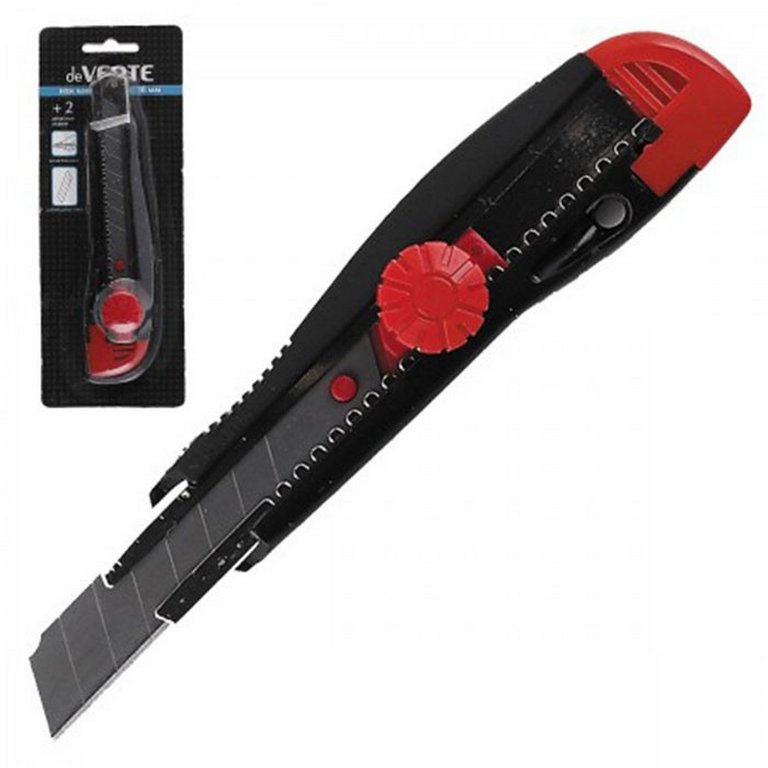 Нож канцеляр. шир. 1,8 см, метал. направ. 2 запас. лезвия, с фиксатором лезвия deVENTE