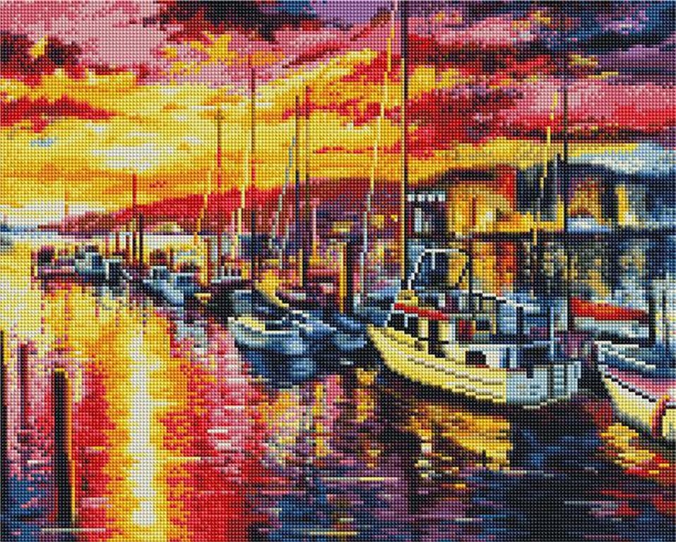 Алмазная мозаика 40*50см "Ночной причал" Планета Картин