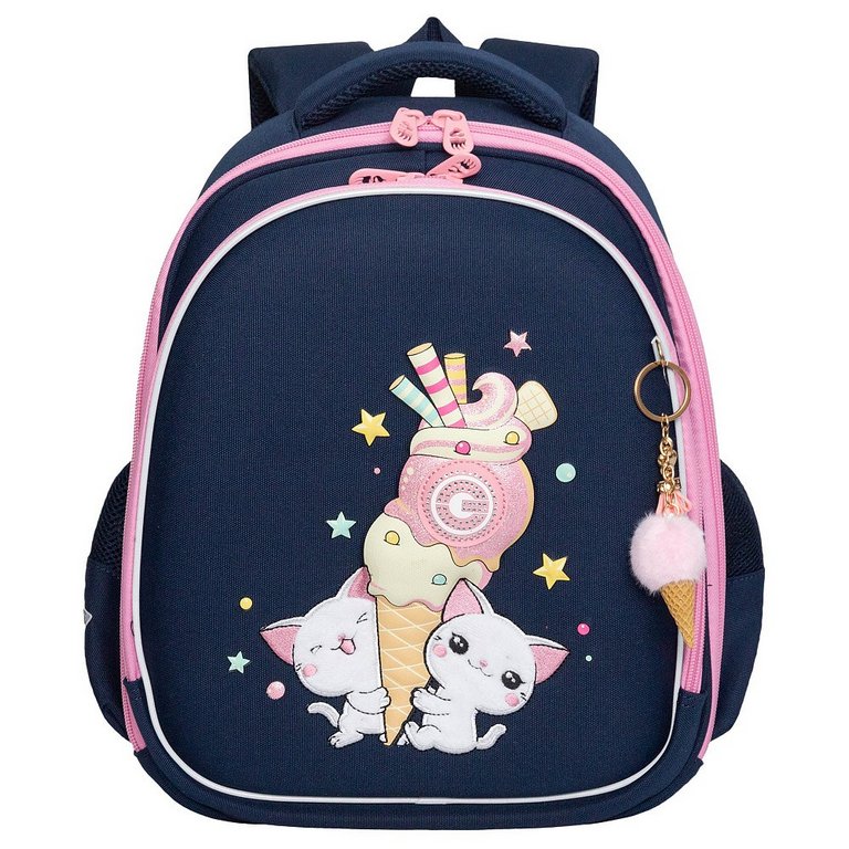 Рюкзак каркасный для девочки Grizzly 28*36*20 см., синий