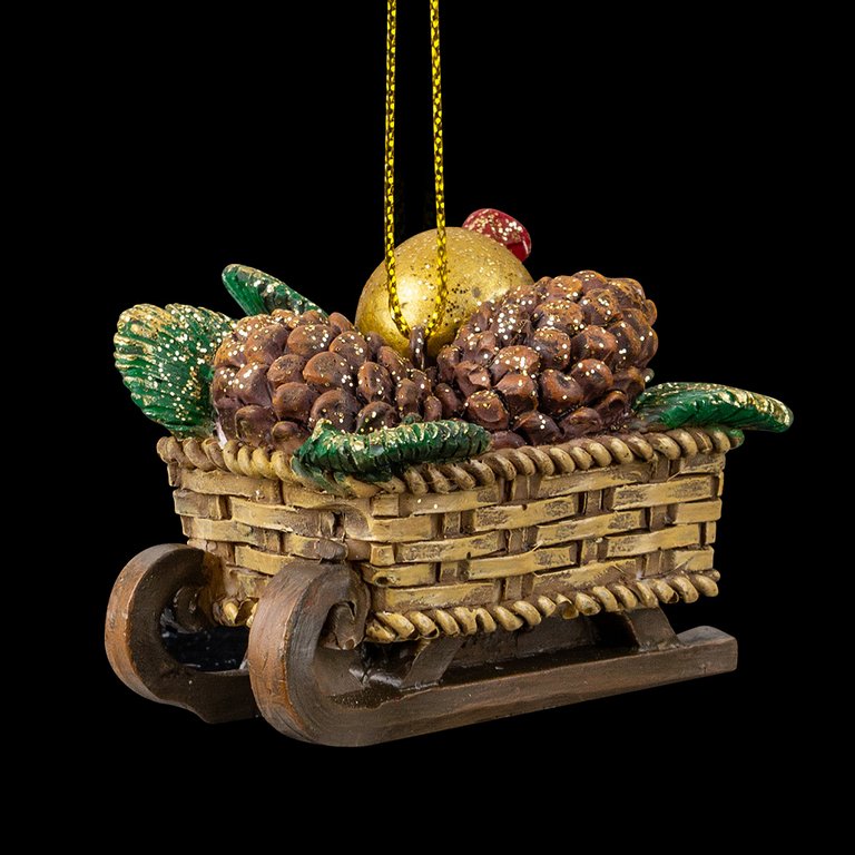 Украшение елочное из полирезины "Лесные сани" 6х4х3,5 см